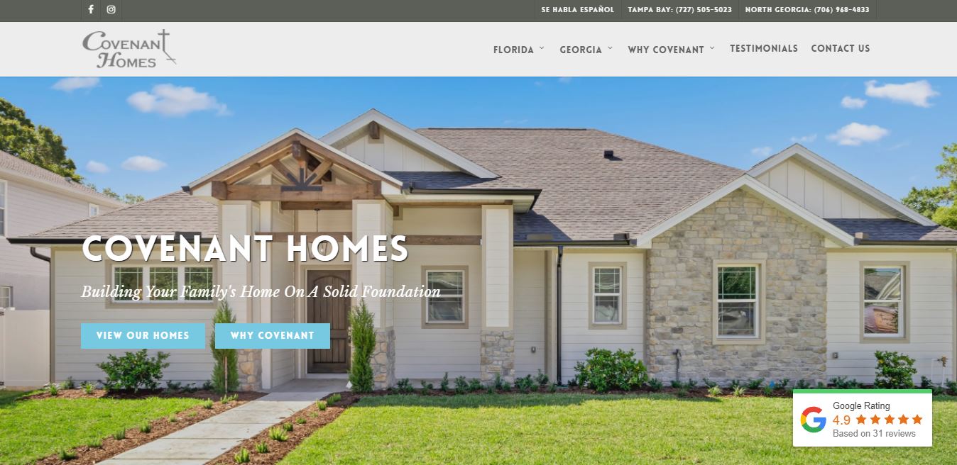 Covenant Homes Homepage Screenshote